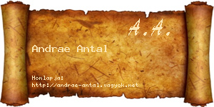 Andrae Antal névjegykártya
